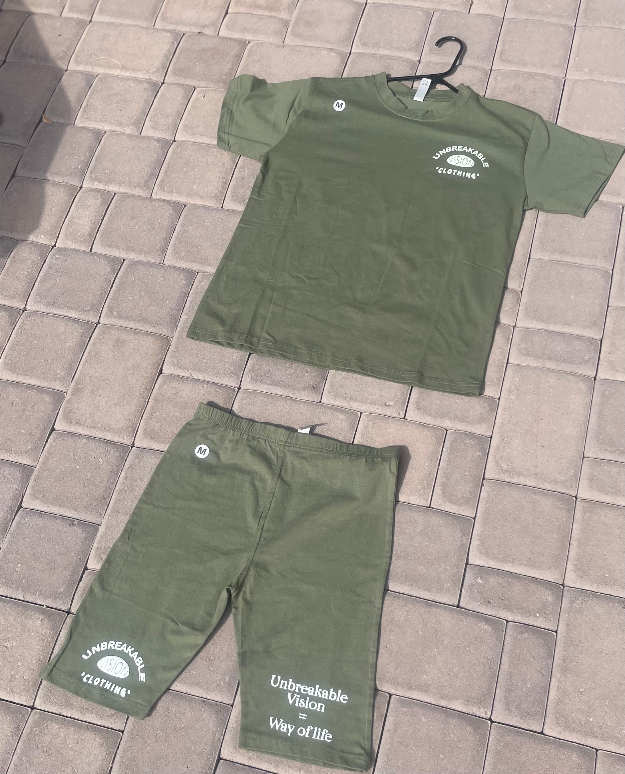 Female Olive Green Uv Biker Set🫒🍸